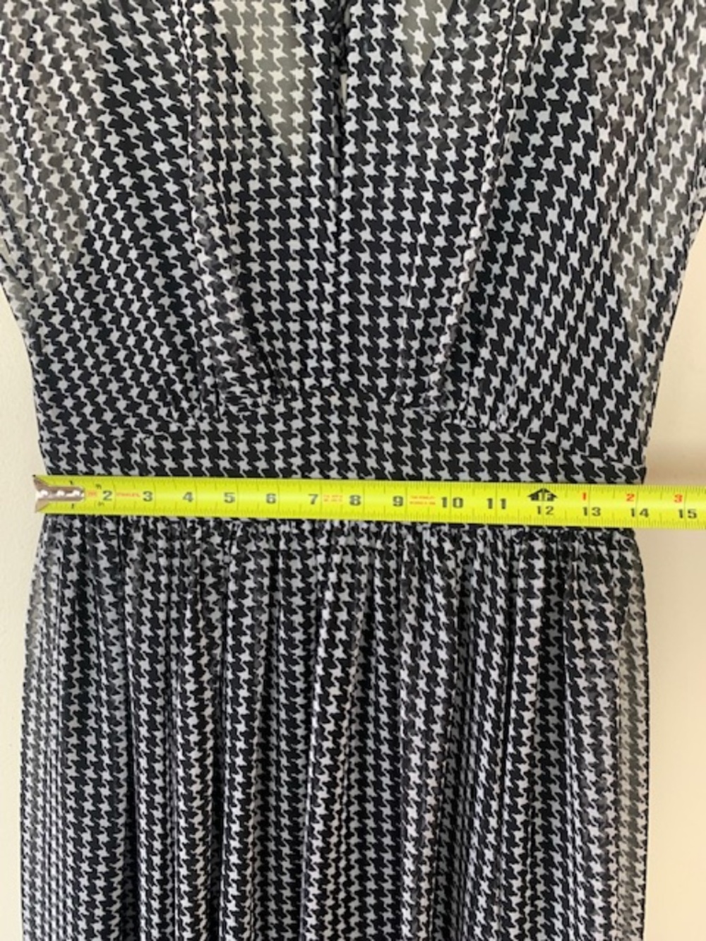 Kate Spade Elegant Chiffon Dress Houndstooth Black & White Women's Size 4 - Picture 6 of 14